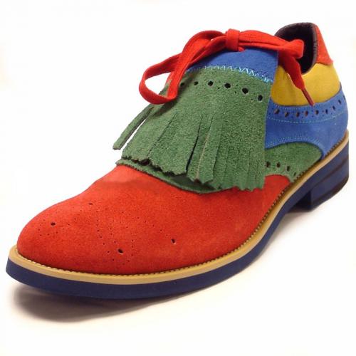Fiesso Red Multi-Color Suede Casual Shoes FI6680